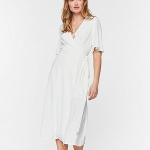 SALE Stylish Wrap Dress White Color Large Sizes